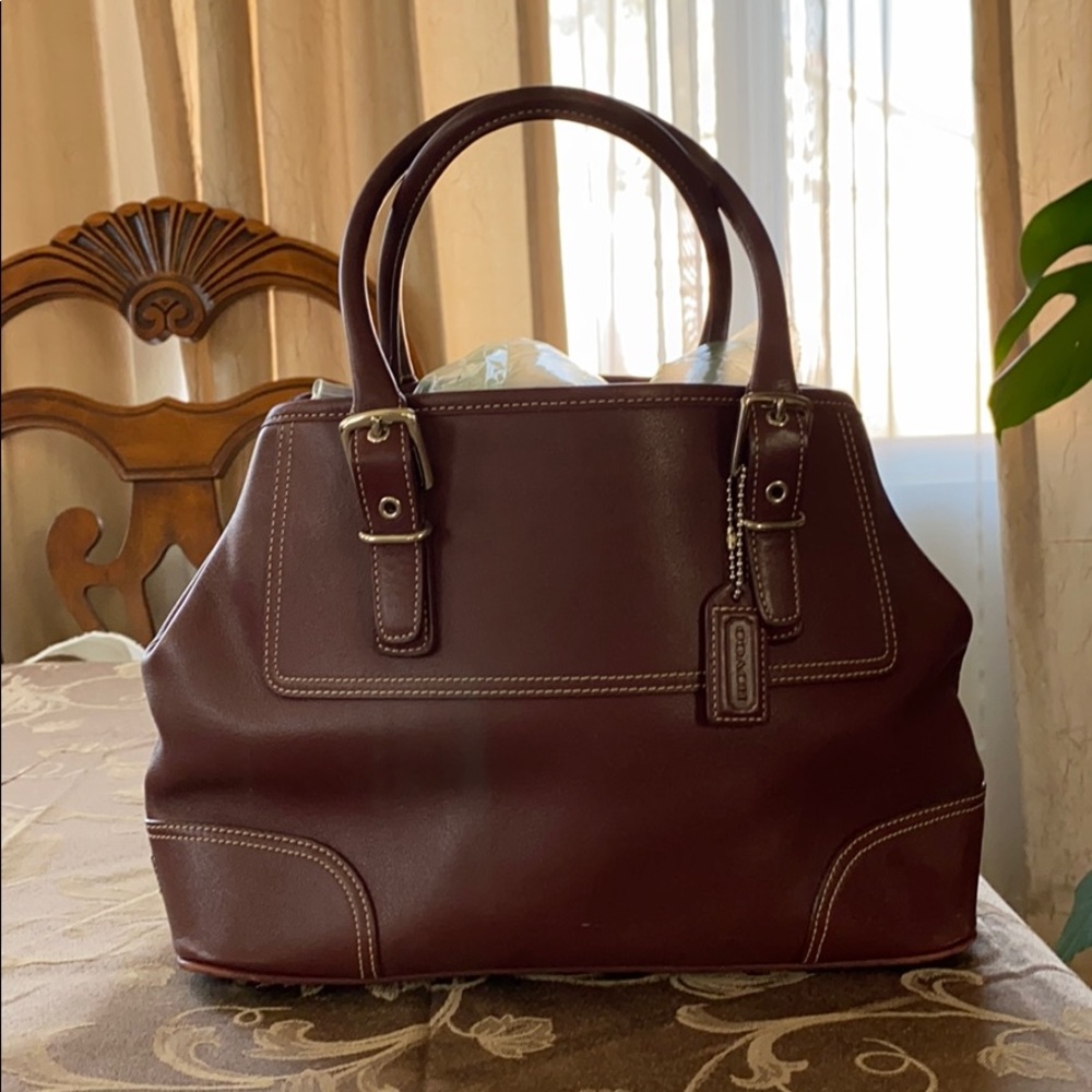 Burgundy Coach tote bag
